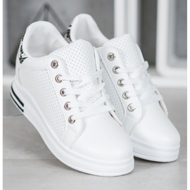 SHELOVET Scarpe traforate con zeppa nascosta bianco 2