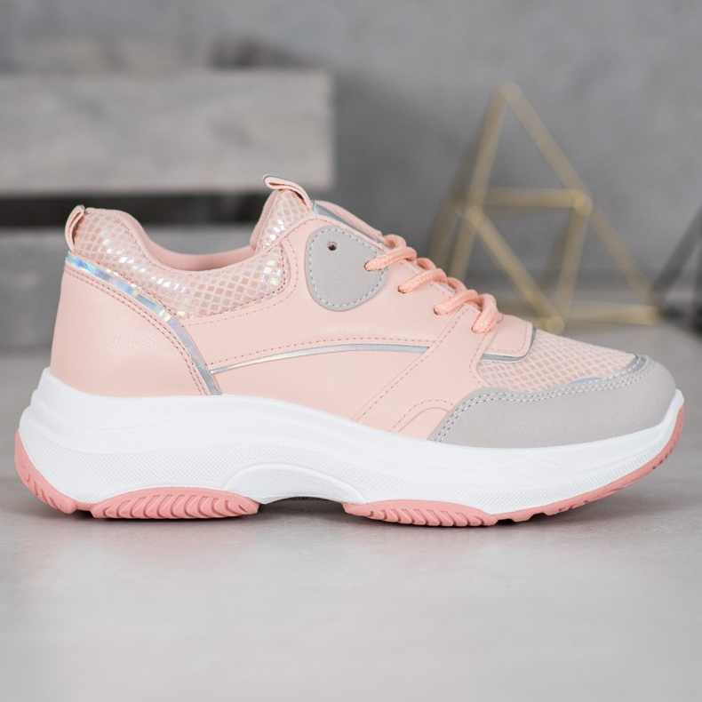 Ideal Shoes Scarpe da ginnastica casual con piattaforma rosa 1