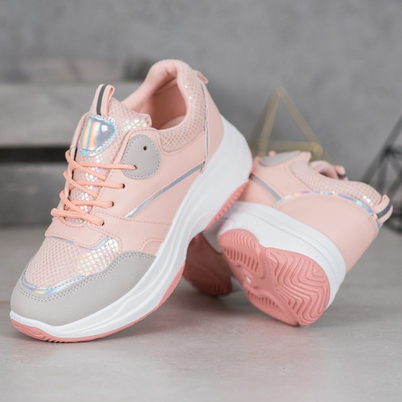 Ideal Shoes Scarpe da ginnastica casual con piattaforma rosa 2