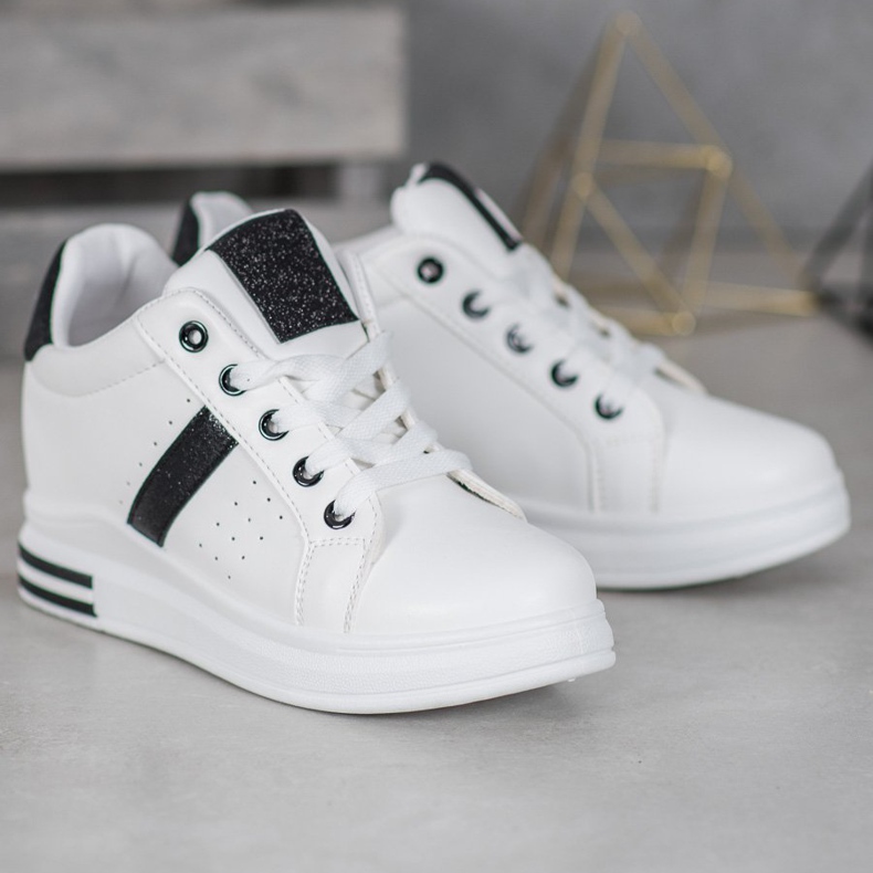 SHELOVET Sneakers Con Inserti Glitter bianca 1