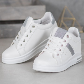 SHELOVET Sneakers Con Inserti Glitter bianca 1