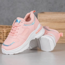 SHELOVET Sneakers rosa con effetto olografico 1
