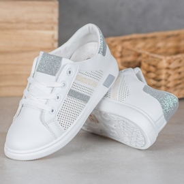 SHELOVET Scarpe sportive bianche con glitter bianca grigio 2