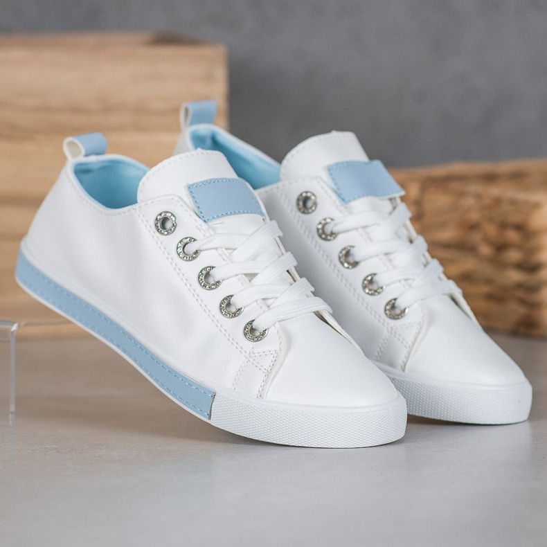 SHELOVET Sneakers Con Inserti Blu bianca 2