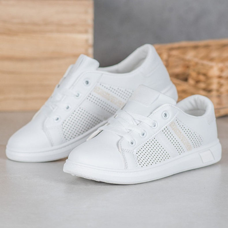 SHELOVET Scarpe sportive bianche con glitter bianco 1