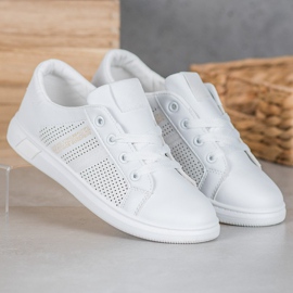SHELOVET Scarpe sportive bianche con glitter bianco 2