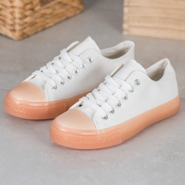 SHELOVET Sneakers Con Suola Colorata bianco 1