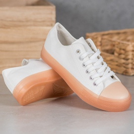 SHELOVET Sneakers Con Suola Colorata bianco 2