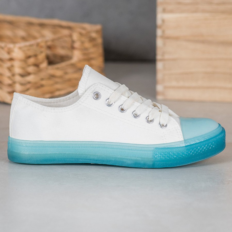 SHELOVET Sneakers Con Suola Colorata bianco 1