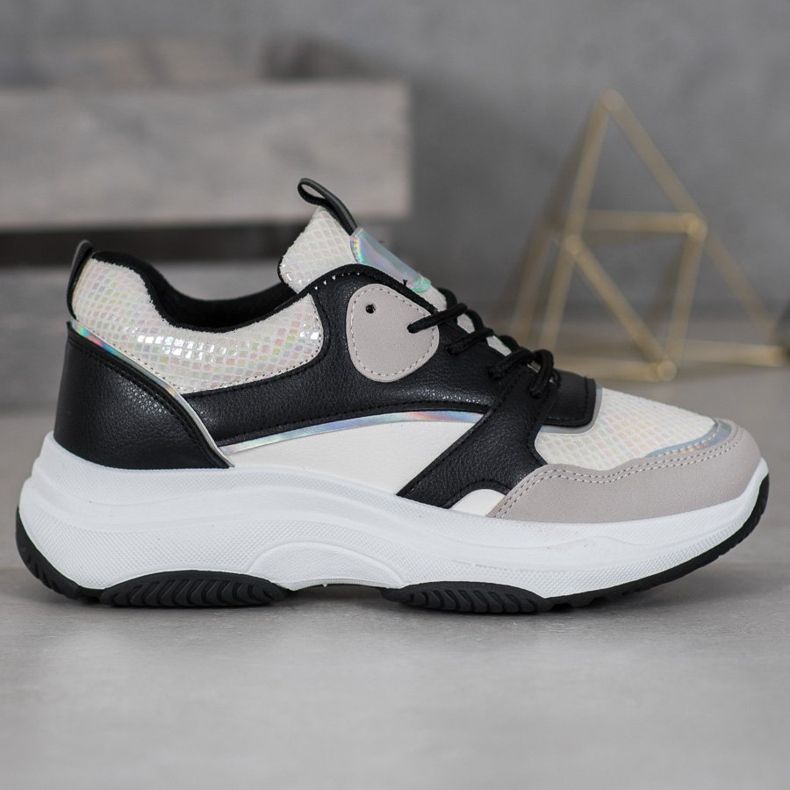 Ideal Shoes Scarpe da ginnastica casual con piattaforma nero multicolore giallo 1