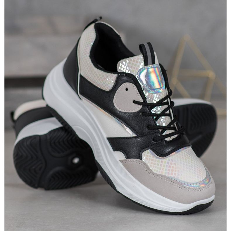 Ideal Shoes Scarpe da ginnastica casual con piattaforma nero multicolore giallo 2