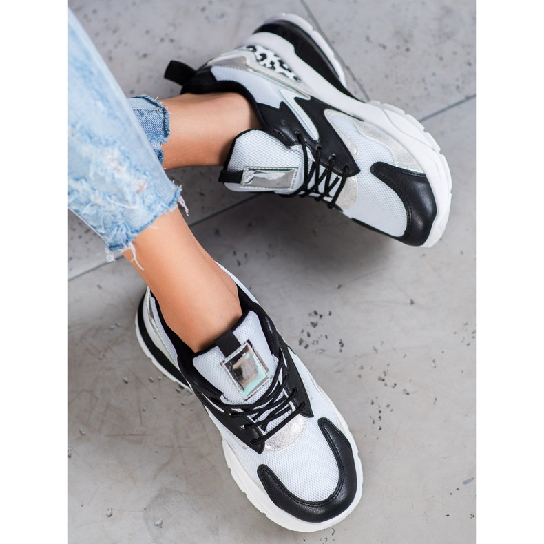 Ideal Shoes Sneakers Con Inserti Neri bianco nero 2