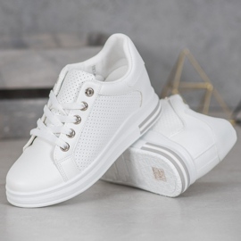 SHELOVET Scarpe traforate con zeppa nascosta bianca 1