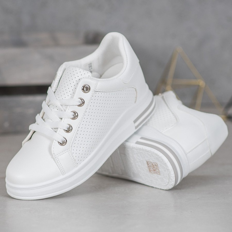 SHELOVET Scarpe traforate con zeppa nascosta bianco 1