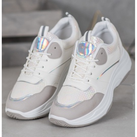 Ideal Shoes Scarpe da ginnastica casual con piattaforma bianco grigio 1
