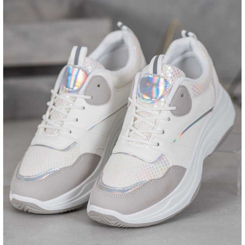 Ideal Shoes Scarpe da ginnastica casual con piattaforma bianca grigio 1