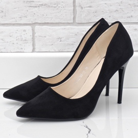 Classiche scarpe col tacco YJS82188 in ecopelle scamosciata nera nero 2