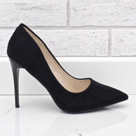 Classiche scarpe col tacco YJS82188 in ecopelle scamosciata nera nero 1