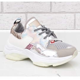 Sneakers sportive eleganti argento B0-206 grigio multicolore 1
