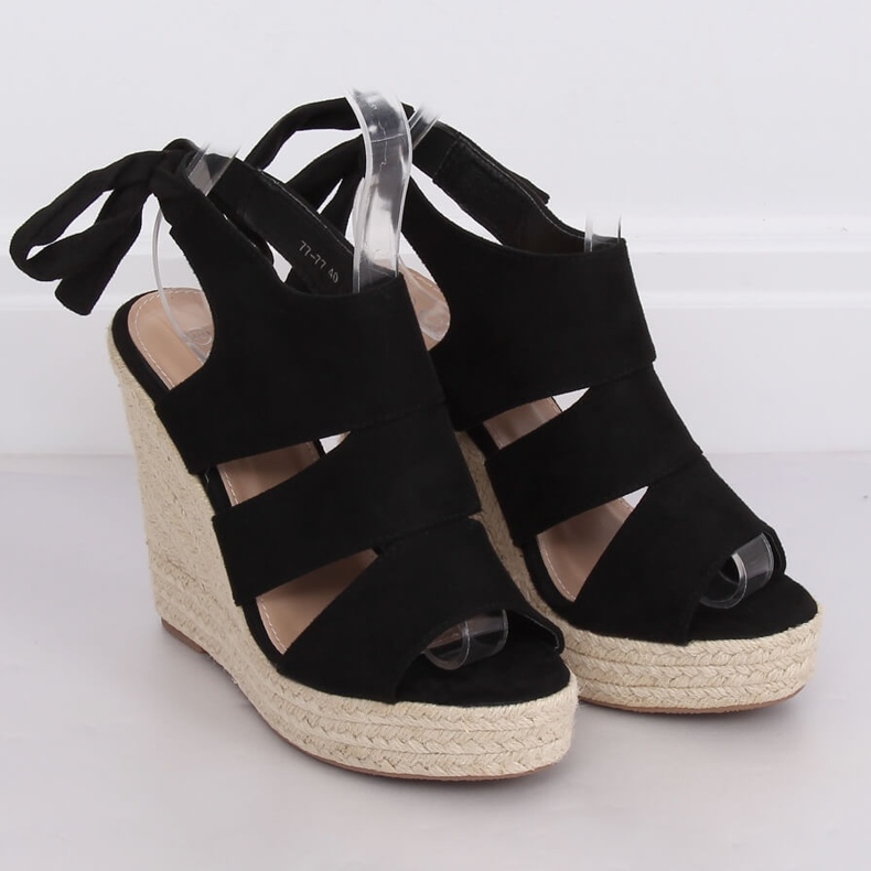 Espadrillas nere su zeppe 77-77 nere nero 2