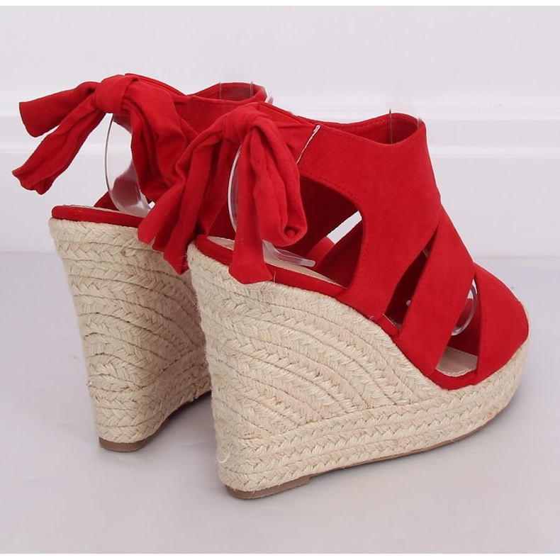 Espadrillas rosse su zeppe, rosso 77-77 Rosso 1