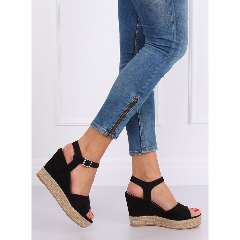 Sandali neri con zeppa 9R195 Black nero 1