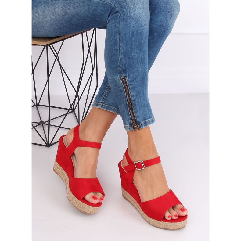 Sandali rossi con zeppa 9R195 Rosso 1