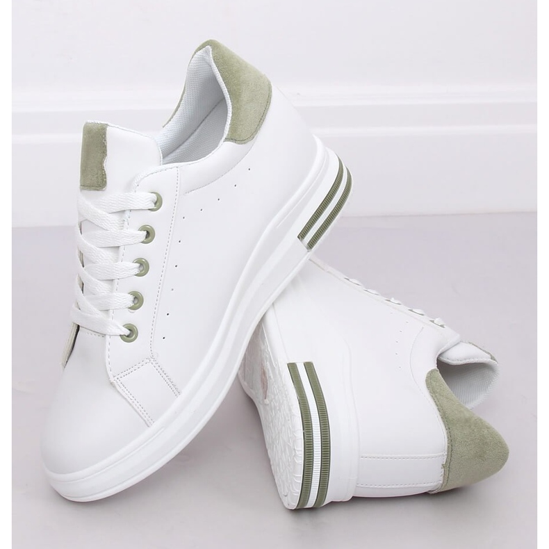 Sneakers da donna bianche L8035 Verde bianca 2