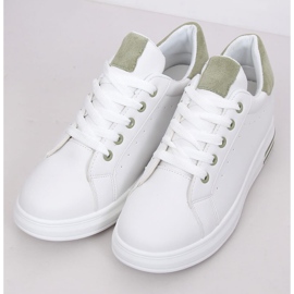 Sneakers da donna bianche L8035 Verde bianca 1