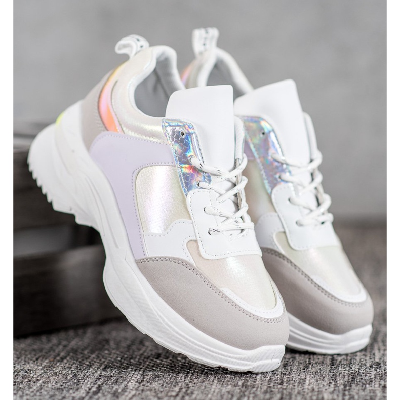 SHELOVET Sneakers comode sulla piattaforma bianca multicolore 1