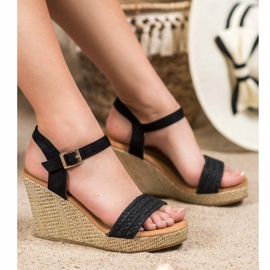 SHELOVET Sandali con zeppa alla moda nero 1