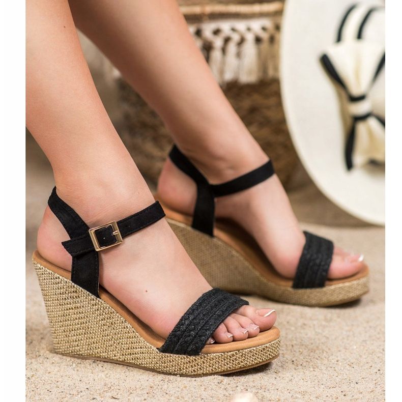 SHELOVET Sandali con zeppa alla moda nero 1