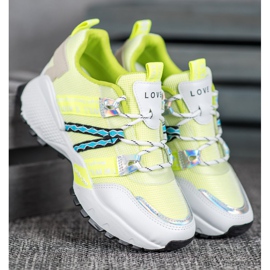 Bona Scarpe da ginnastica in rete d'amore bianco multicolore verde 1
