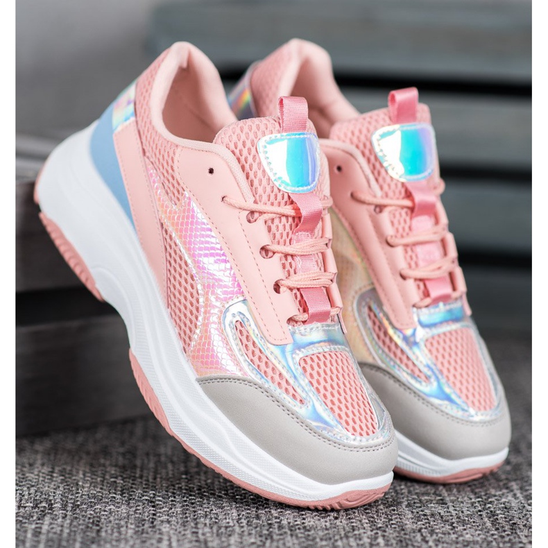Bona Sneakers Rosa Con Rete blu grigio 1