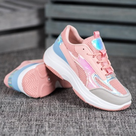 Bona Sneakers Rosa Con Rete blu grigio 2