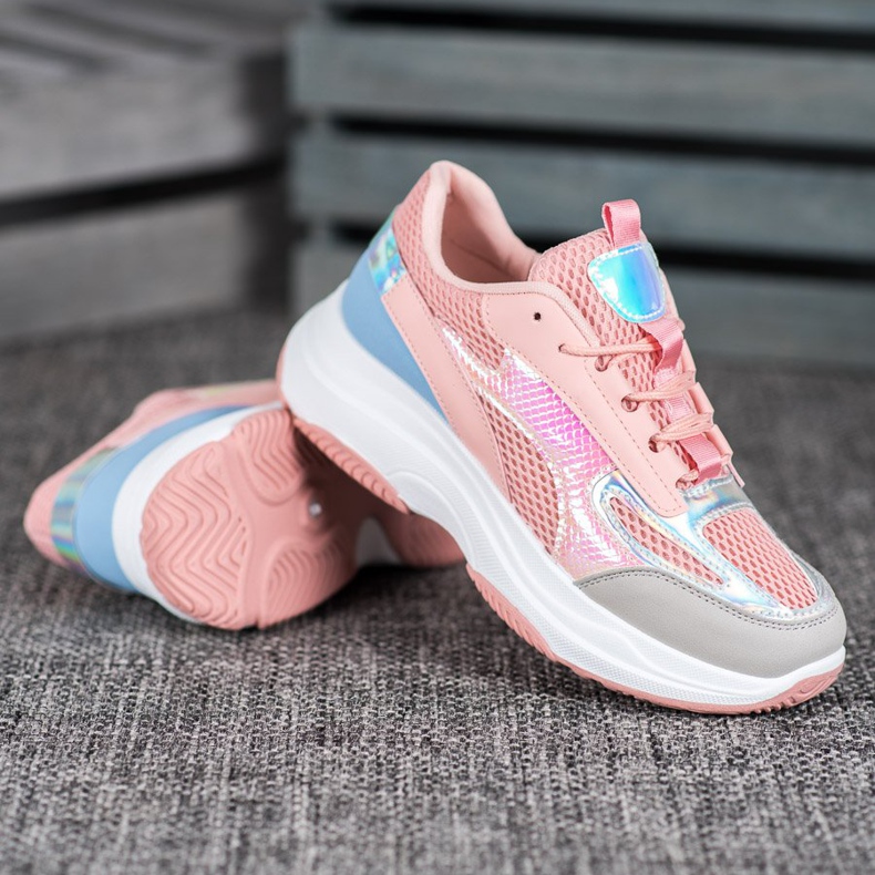 Bona Sneakers Rosa Con Rete blu grigio 2