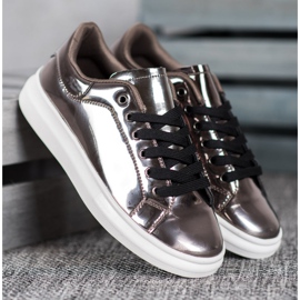 Bona Scarpe lucide sulla piattaforma marrone multicolore 1
