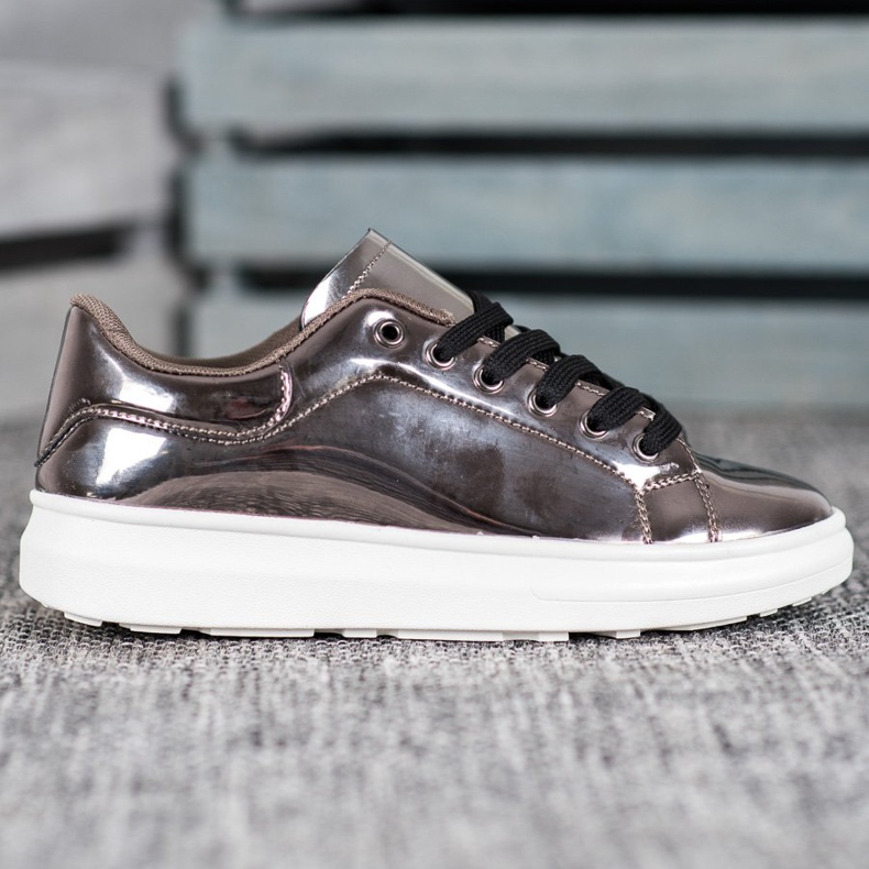 Bona Scarpe lucide sulla piattaforma marrone multicolore 2