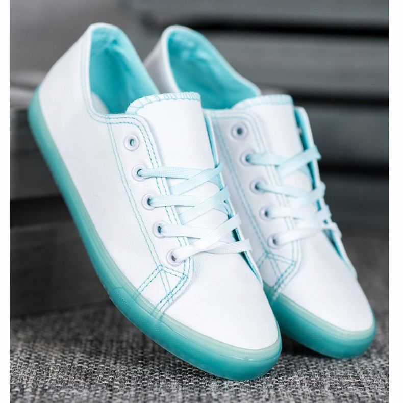SHELOVET Sneakers Con Suola Blu bianca 1