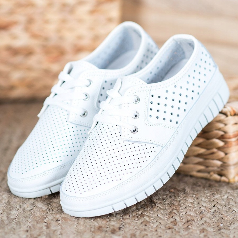 Kylie Scarpe brogue in pelle sulla piattaforma bianca 1