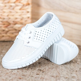 Kylie Scarpe brogue in pelle sulla piattaforma bianco 2
