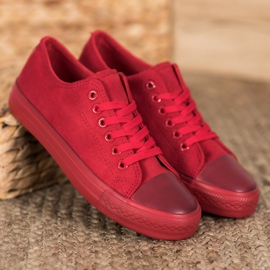 SHELOVET Sneakers in pelle scamosciata rosso 1