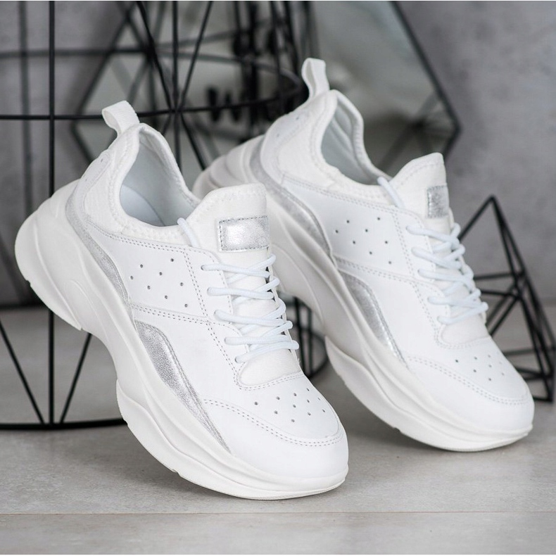 Kylie Sneakers comode sulla piattaforma bianco grigio 1