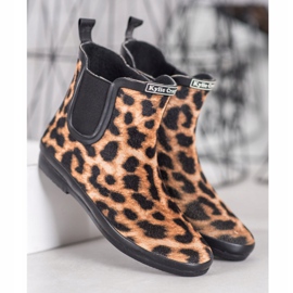 Kylie Stivali in pelle scamosciata con stampa leopardata marrone nero 1