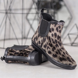 Kylie Stivali in pelle scamosciata con stampa leopardata beige nero 1