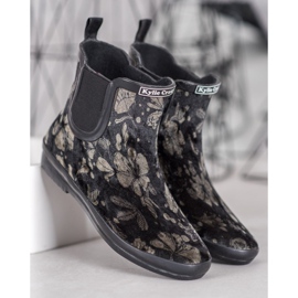 Kylie Stivali in pelle scamosciata con fiori nero 1