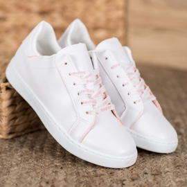 SHELOVET Scarpe super sportive bianca rosa 1