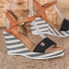 Goodin Sandali con zeppa alla moda marrone nero multicolore 1