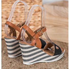 Goodin Sandali con zeppa alla moda marrone nero multicolore 2
