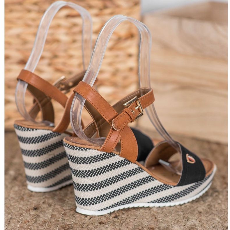 Goodin Sandali con zeppa alla moda marrone nero multicolore 2